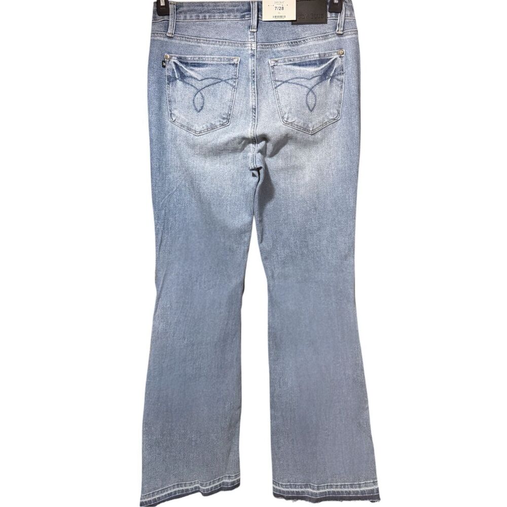 Judy Blue Mid Rise Bootcut Jeans Tummy Control Stretch Denim Raw Hem NWT - Picture 11 of 13